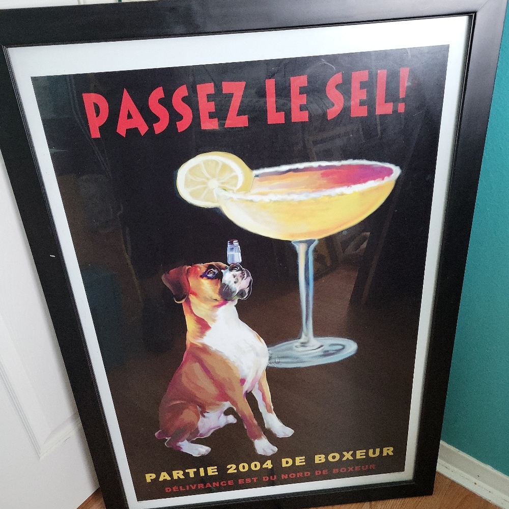 SOLD - Passez Le Sel! prints by Christine J Head Boxer Margarita Framed #28/500